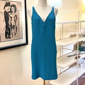 WAYF, Rich Teal-Blue,V-Neck, Pockets, Adj Straps,Dress, Exclt Condition,Size S